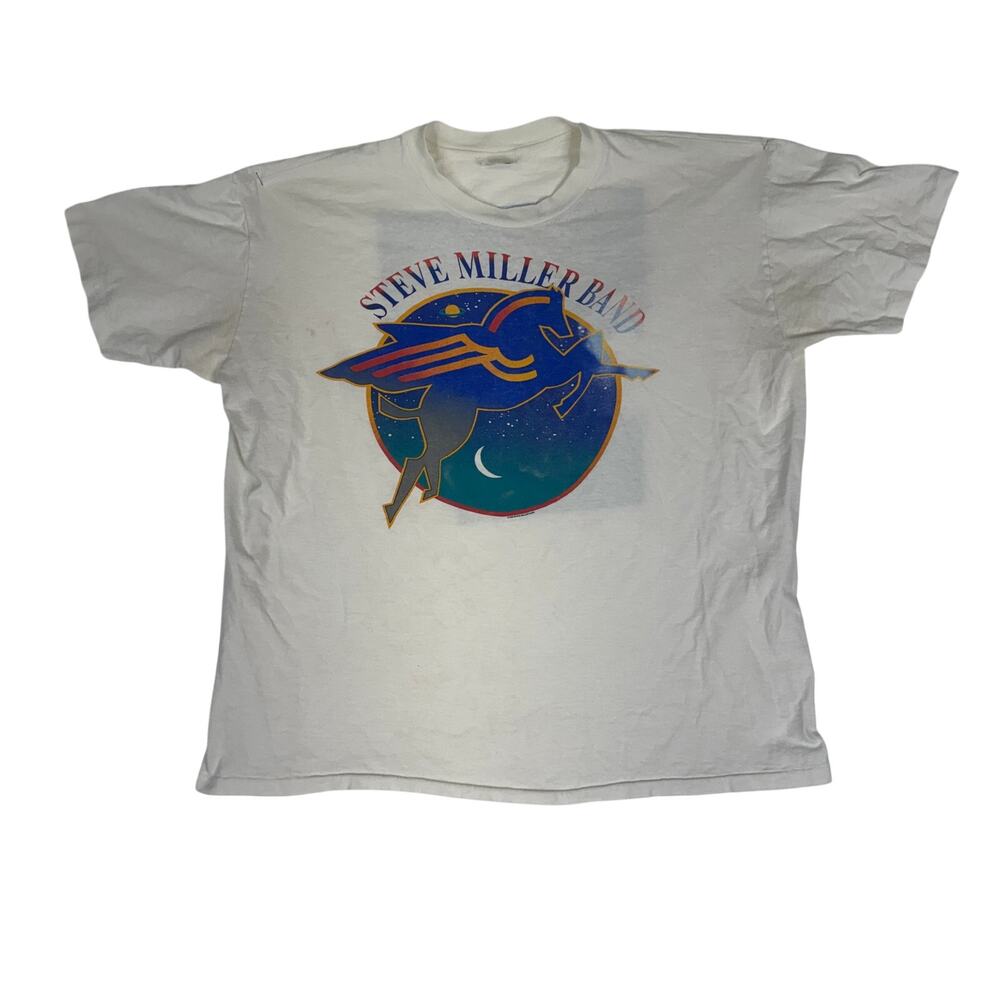 Vintage 1990 Steve Miller Band T-Shirt | Cosmic Pegasus Wolf Graphic Stedman Tag